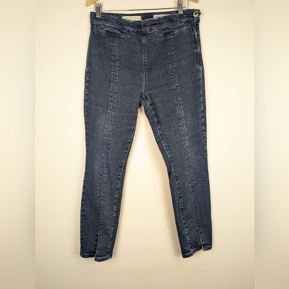 Pilcro And The Letterpress Anthropologie Skinny Denim Jeans Side Zip Ankle Slit